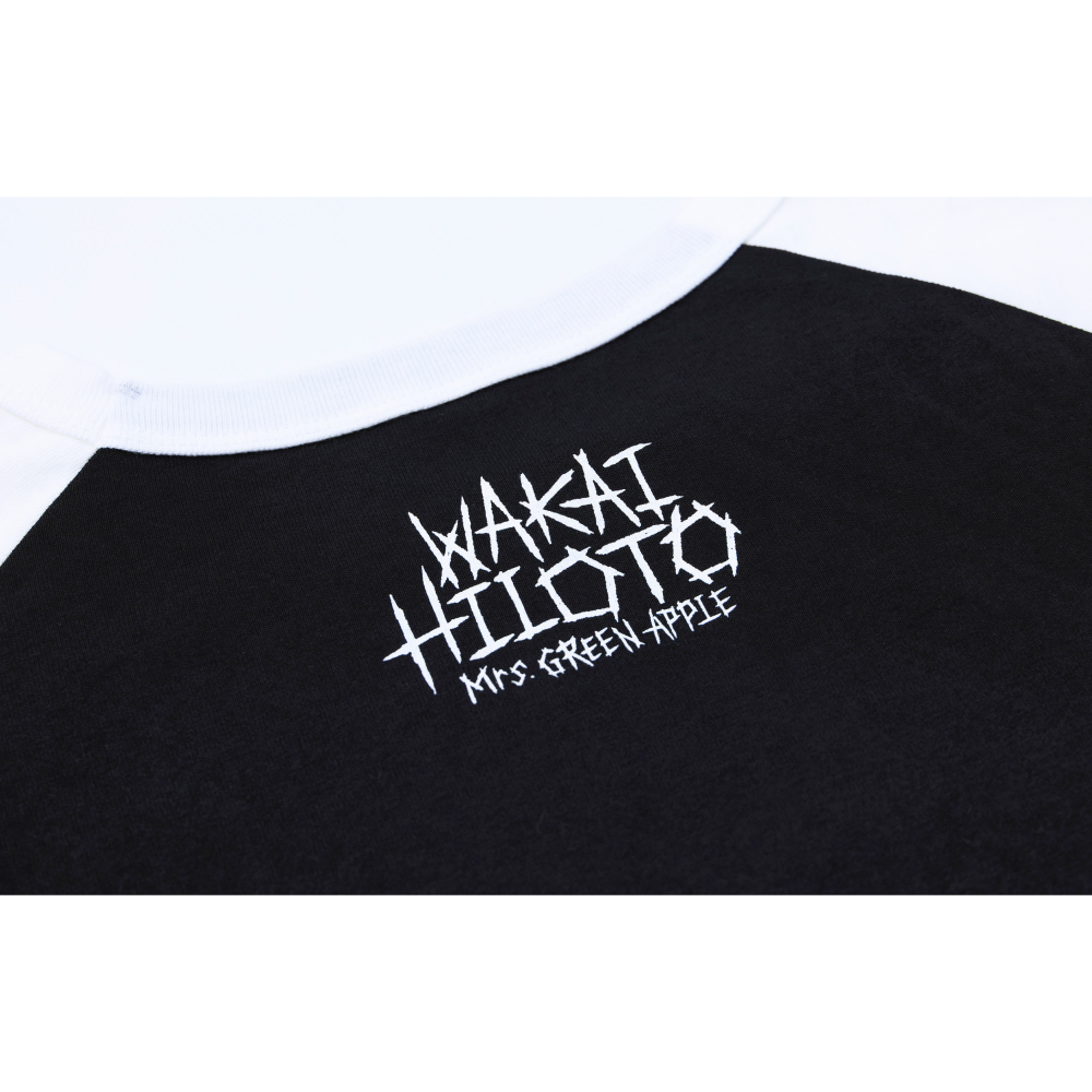 Hiloto Wakai Birthday Raglan T-shirt(Black×White) 