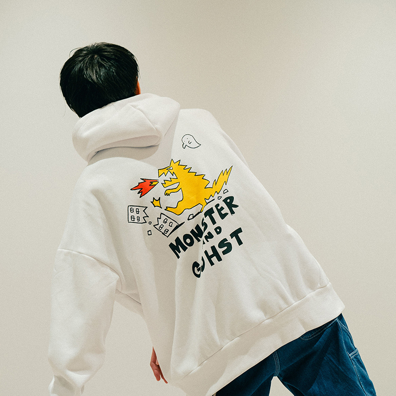 "怪獣とゴースト" HOODIE / WHITE