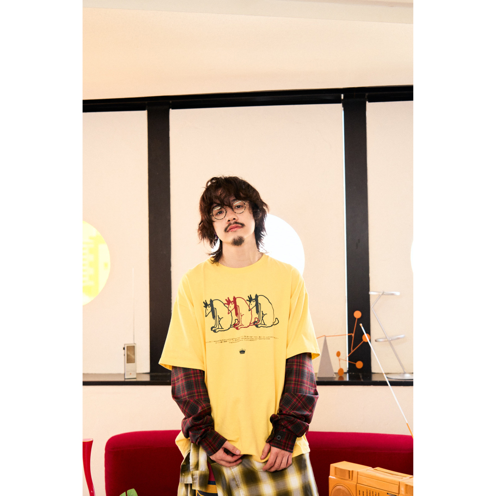 R U READY? GRAPHIC LAYERED TEE / YELLOW×RED TARTAN