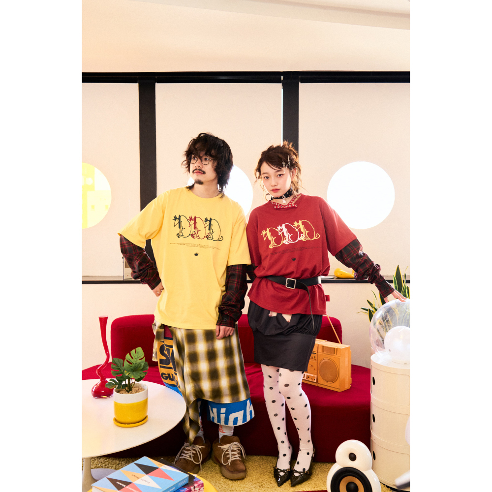 R U READY? GRAPHIC LAYERED TEE / YELLOW×RED TARTAN