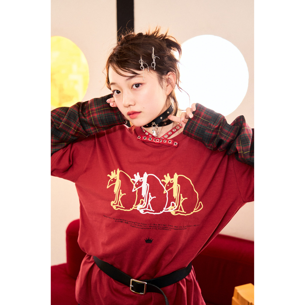 R U READY? GRAPHIC LAYERED TEE / RED×RED TARTAN