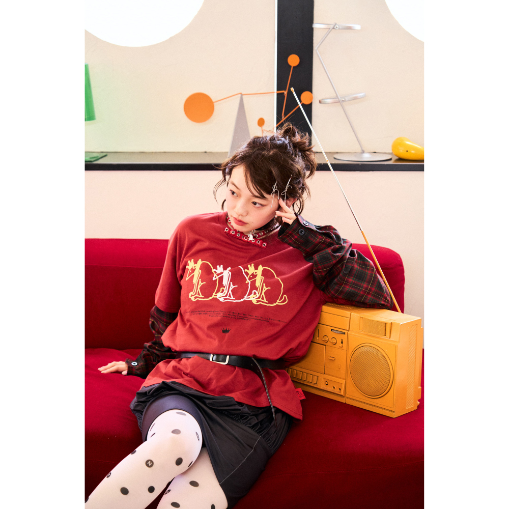 R U READY? GRAPHIC LAYERED TEE / RED×RED TARTAN