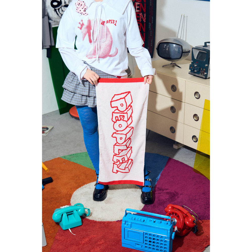 BLOCK GRAPHIC TOWEL / WHITE×RED