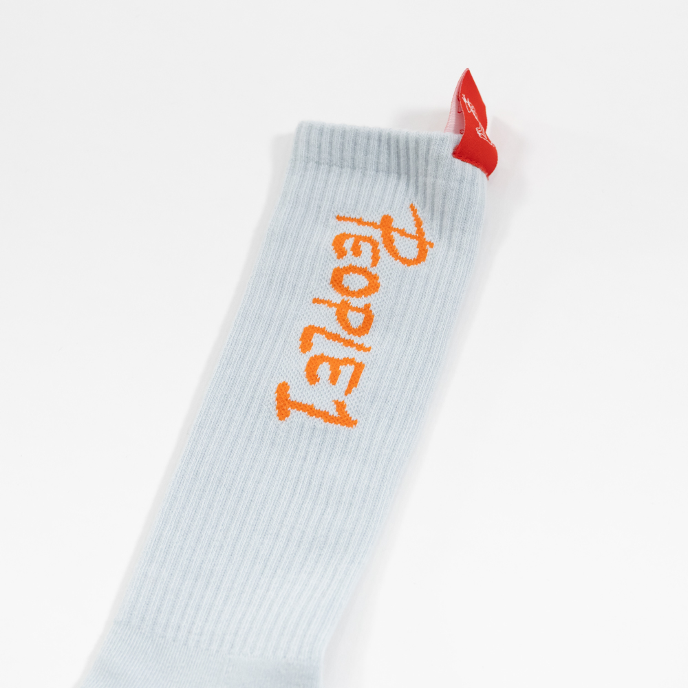 PEOPLE 1 GRAPHIC LONG SOCKS / PALE BLUE×ORANGE