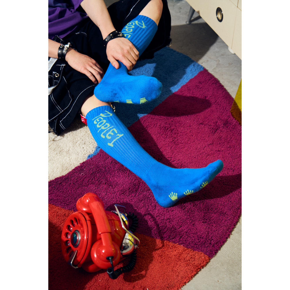 PEOPLE 1 GRAPHIC LONG SOCKS / BLUE×YELLOW GREEN
