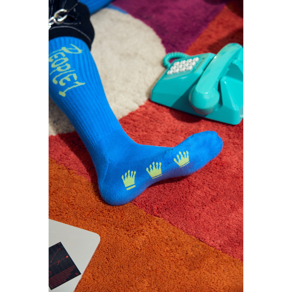 PEOPLE 1 GRAPHIC LONG SOCKS / BLUE×YELLOW GREEN