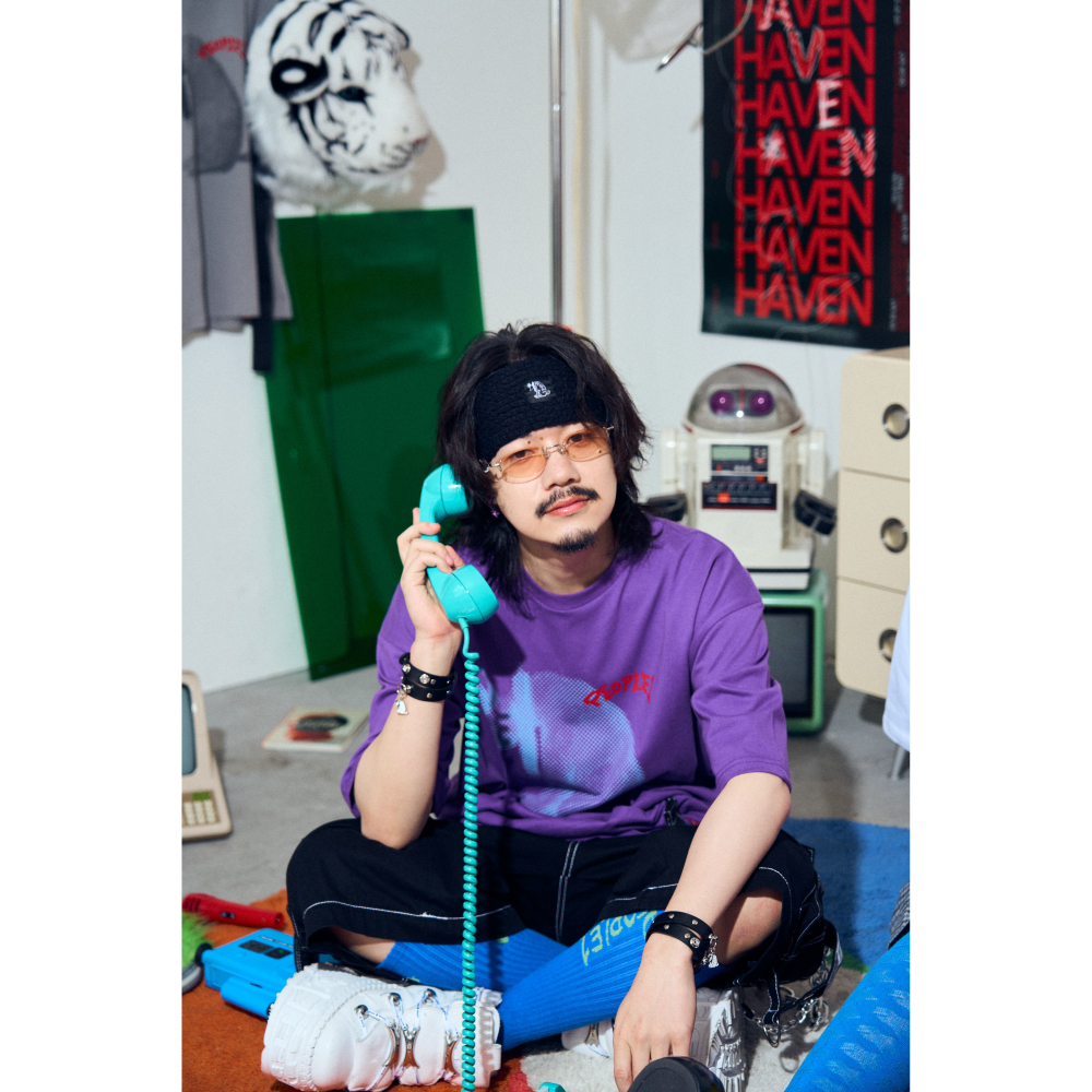 PEOPLE 1 GRAPHIC LONG SOCKS / BLUE×YELLOW GREEN